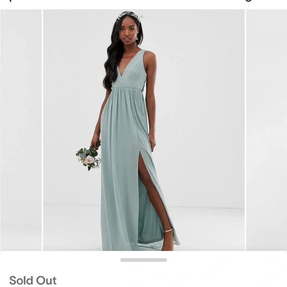 chinese dress ladies Wedtrend Women Dusty Sage Maxi Bridesmaid Dress with Slit A-Line Burnout Velvet Jacquard Cold Shoulder Wedding Guest Dress, Dusty Sage / US20W